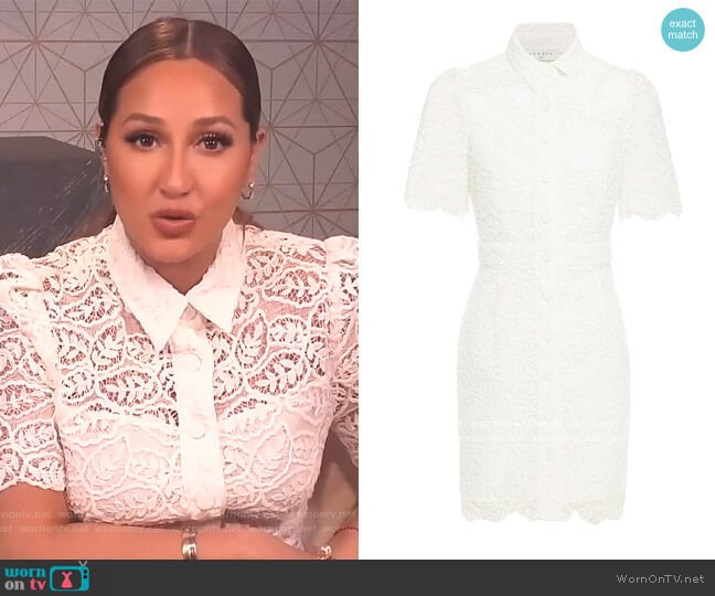 Sandro Mini Lace Shirt Dress worn by Adrienne Houghton on The Real