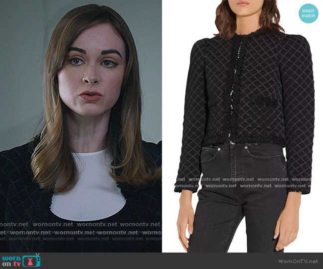 Sandro Hamy Quilted Cardigan worn by Samantha Powell (Audrey Corsa) on All Rise
