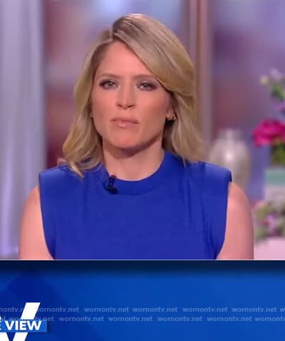 Sara’s blue sleeveless dress on The View