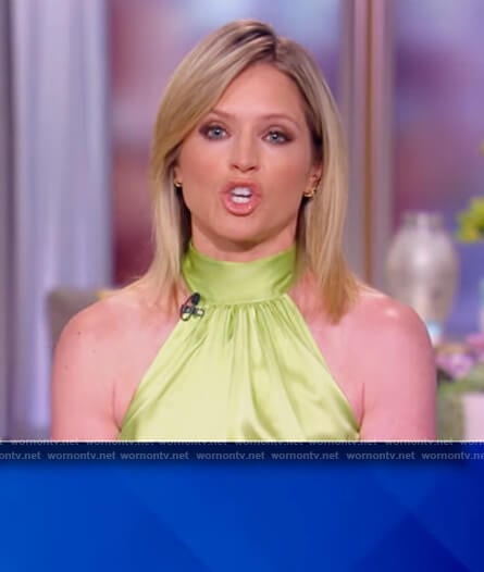 Sara’s green satin halter top on The View