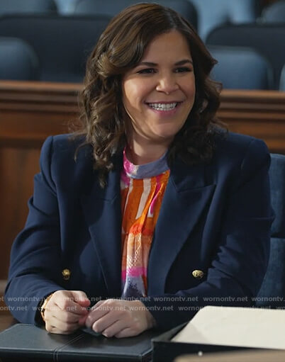 Sara’s blue double breasted blazer on All Rise