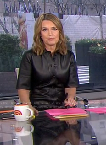 Savannah’s black leather shirtdress on Today