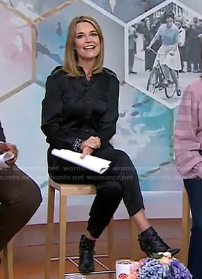 Savannah’s black satin jumpsuit on Today