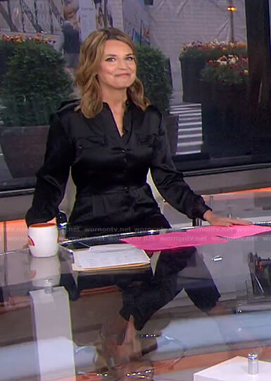 Savannah’s black satin jumpsuit on Today