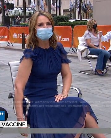 Savannah’s blue ruffle sheer midi dress on Today