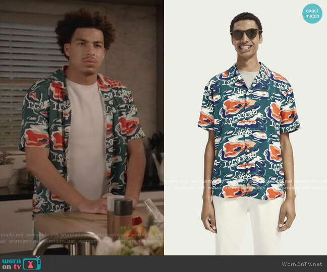 Scotch and Soda Lightweight Short Sleeve Printed Shirt worn by Andre Johnson Jr (Marcus Scribner) on Black-ish