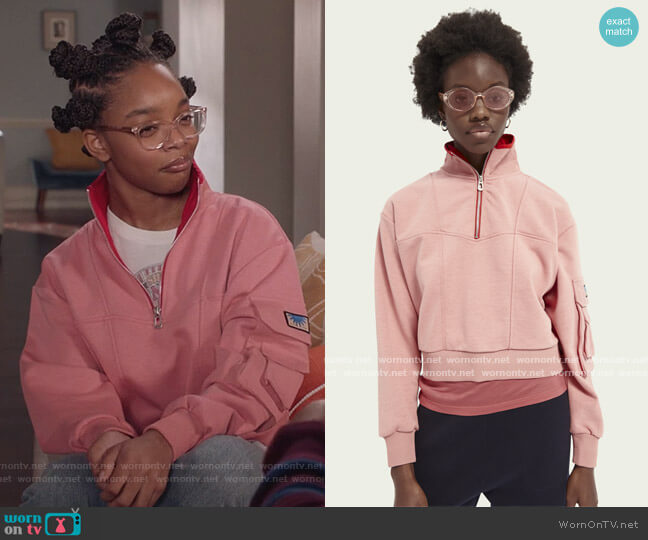 Scotch and Soda High-neck military-inspired sweater worn by Diane Johnson (Marsai Martin) on Black-ish