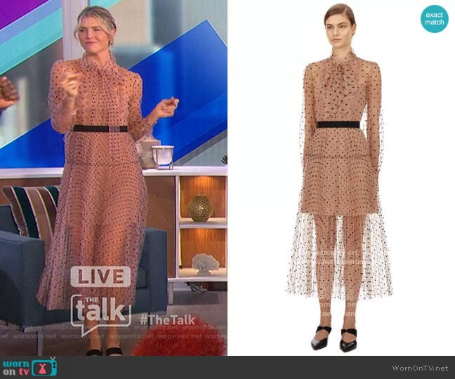 Self-Portrait Polka Dot Lace Trimmed Dress worn by Amanda Kloots on The Talk