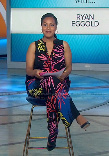 Sheinelle’s black leaf print jumpsuit on Today