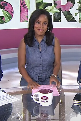 Sheinelle’s blue sleeveless jumpsuit on Today