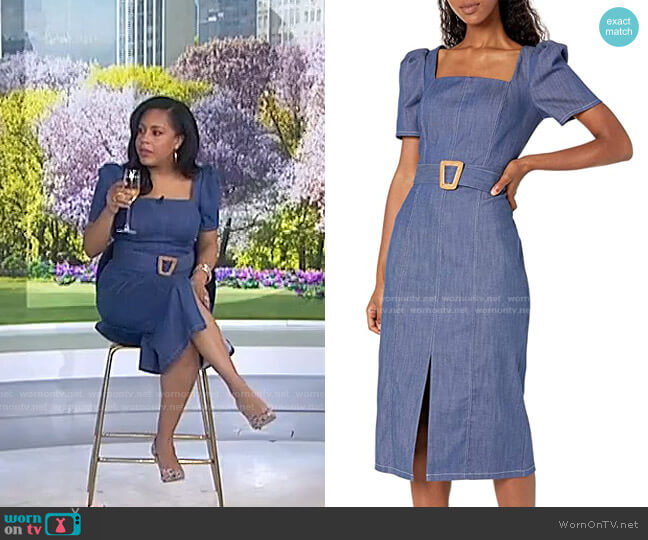 Shoshanna Candelaria Denim Dress worn by Sheinelle Jones on Today