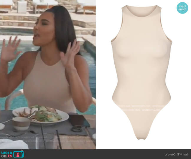 Skims Fits Everybody High Neck Bodysuit worn by Kim Kardashian on Keeping Up with the Kardashians