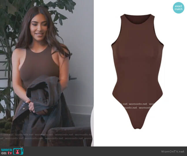 Skims Fits Everybody High Neck Bodysuit worn by Kim Kardashian on Keeping Up with the Kardashians