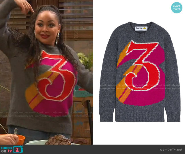 Stella McCartney The Beatles Intarsia Alpaca-blend Sweater worn by Raven Baxter (Raven-Symoné) on Ravens Home