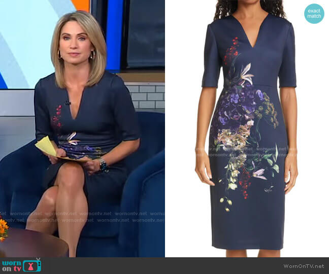 Ted Baker Carvir Floral Sheath Dress worn by Amy Robach on Good Morning America