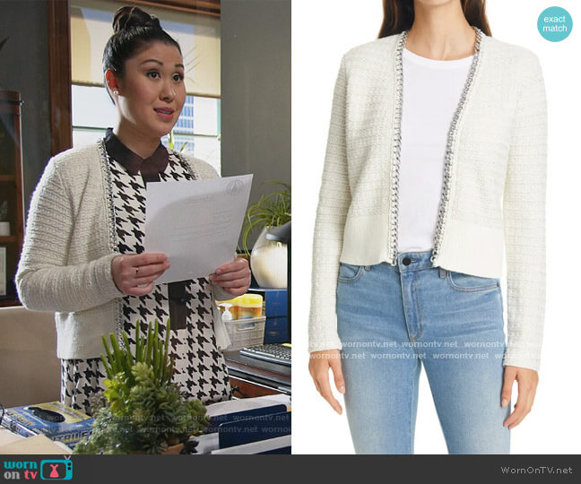 Ted Baker Eloda Cardigan worn by Sherri Kansky (Ruthie Ann Miles) on All Rise