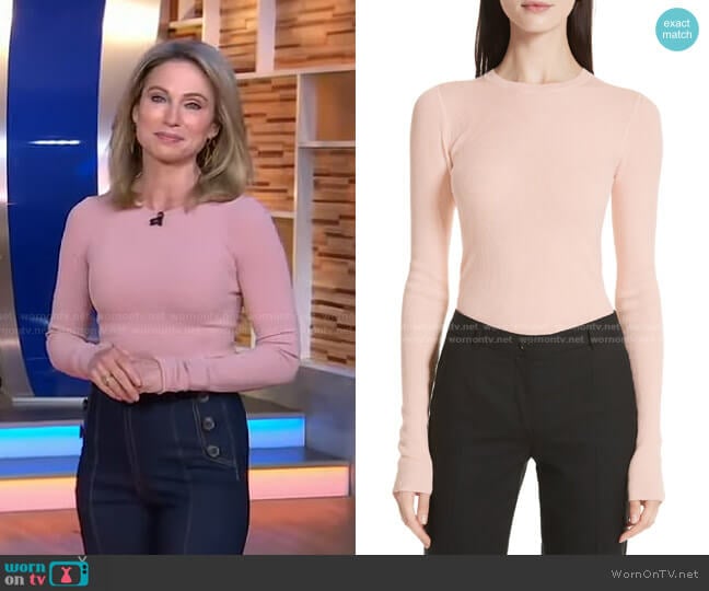 Theory Mirzi Ribbed Sweater worn by Amy Robach on Good Morning America