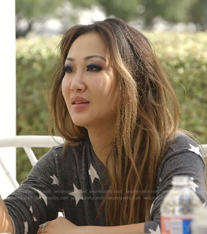 Tiffany’s dark grey star print sweatshirt and pants on The Real Housewives of Dallas