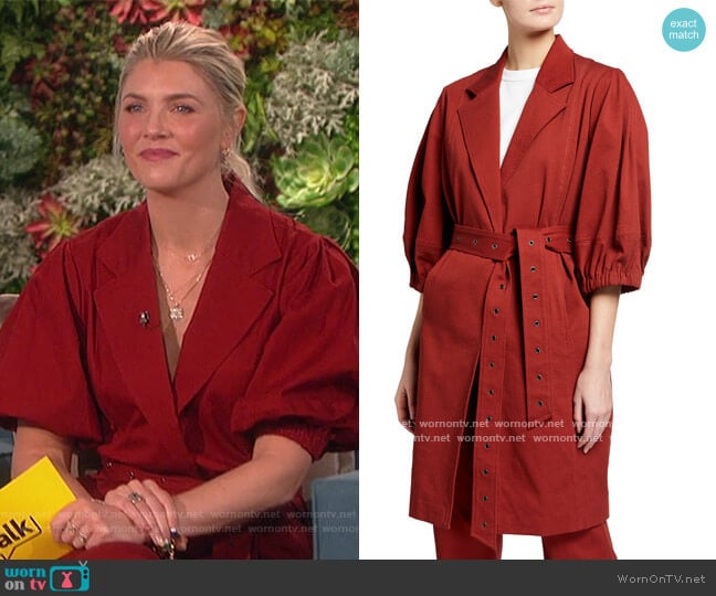 Toccin Lantern Cocoon Belted Coat worn by Amanda Kloots on The Talk