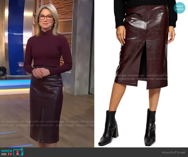 Topshop Crocodile Faux Leather Pencil Skirt worn by Amy Robach on Good Morning America