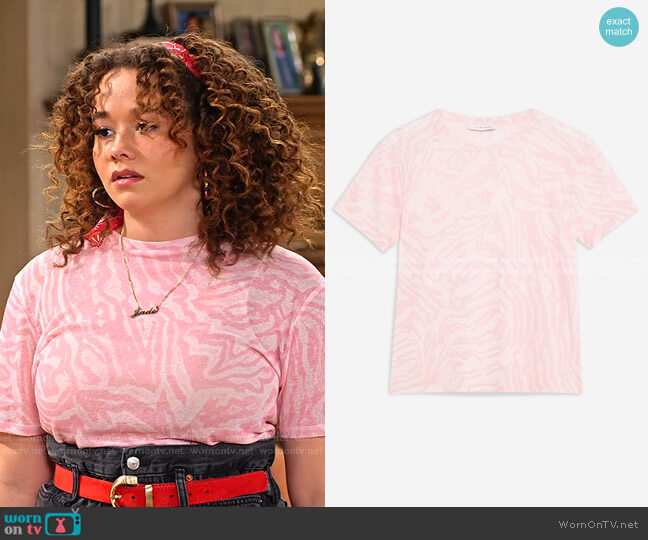 Topshop Abstract Animal Mesh Tee worn by Jade (Talia Jackson) on Family Reunion