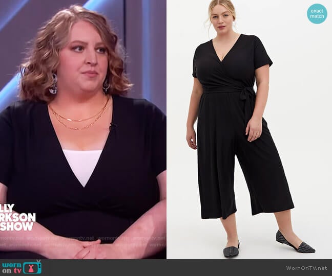 Torrid Black Textured Knit Surplice Jumpsuit