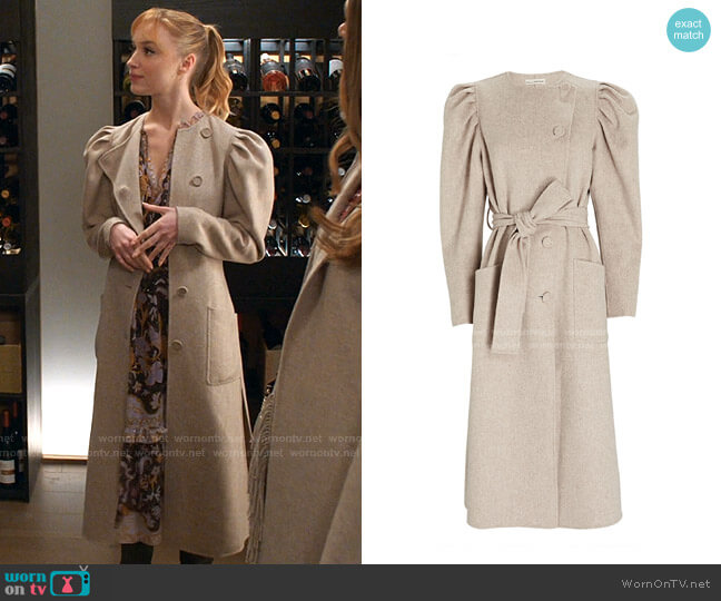 Ulla Johnson Wren Puff Sleeve Wool Coat worn by Clare O'Brien (Phoebe Dynevor) on Younger