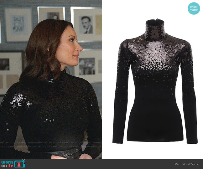 Valentino Sequinned Turtleneck Sweater worn by Quinn (Laura Benanti) on Younger