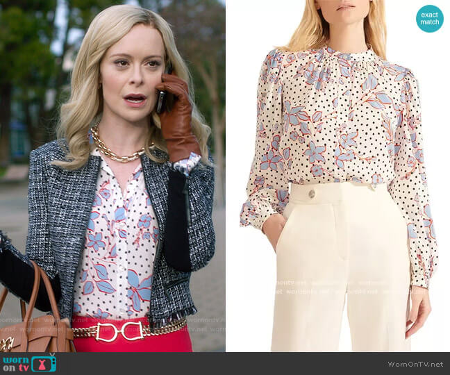 Veronica Beard Ashlynn Floral Blouse worn by Cat Grant (Eliza Helm) on Supergirl