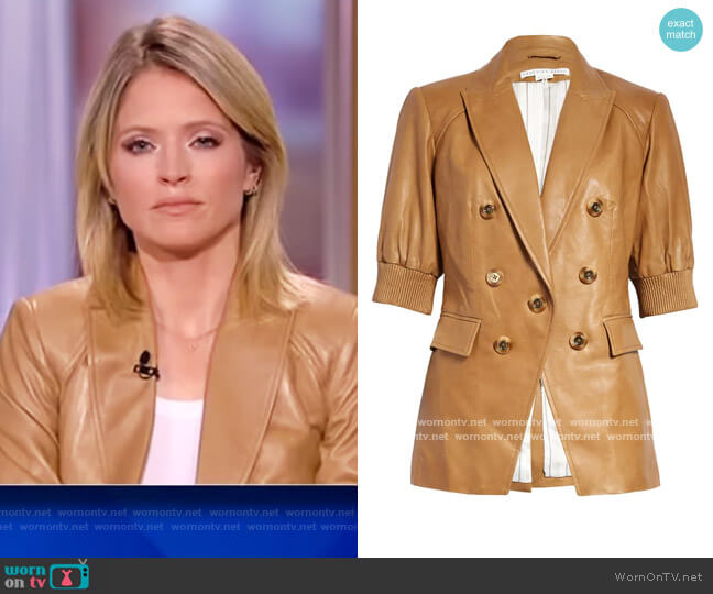 Veronica Beard Edra Short Sleeve Leather Dickey Jacket worn by Sara Haines on The View