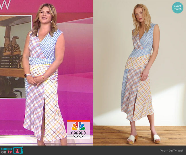 Veronica Beard Wixson Mixed-Plaid Dress worn by Jenna Bush Hager on Today