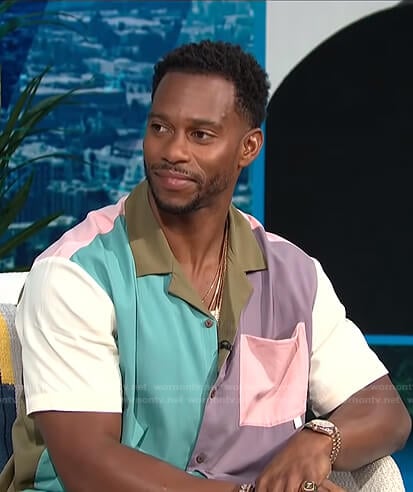 Victor Cruz’s colorblock short sleeve shirt on E! News Daily Pop