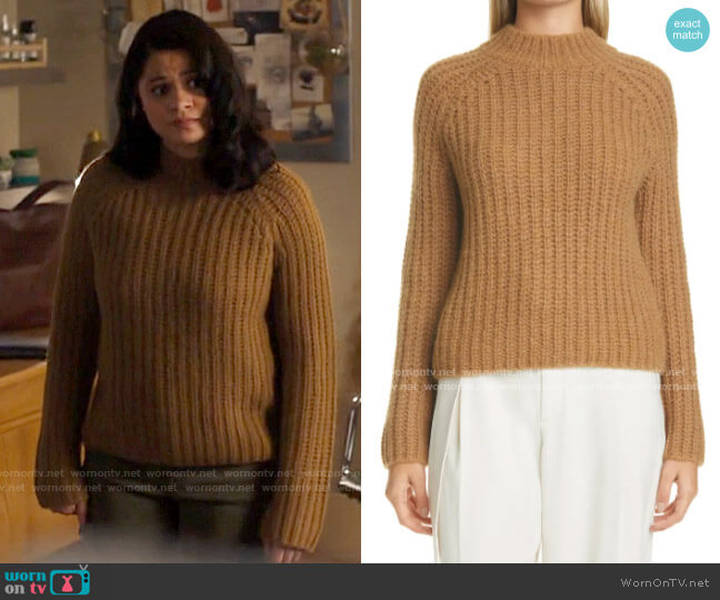 Vince Marled Shaker Stitch Raglan Sleeve Sweater in Ambrite worn by Mel Vera (Melonie Diaz) on Charmed