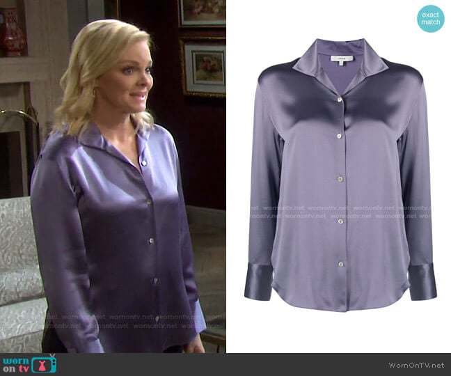 Vince Button-Down Silk Blouse worn by Belle Brady (Martha Madison) on Days of our Lives