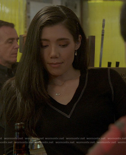Violet’s black v-neck sweater on Chicago Fire