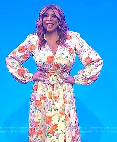 Wendy’s yellow floral wrap dress on The Wendy Williams Show