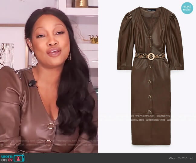 Zara Belted Faux Leather Dress worn by Garcelle Beauvais on The Real