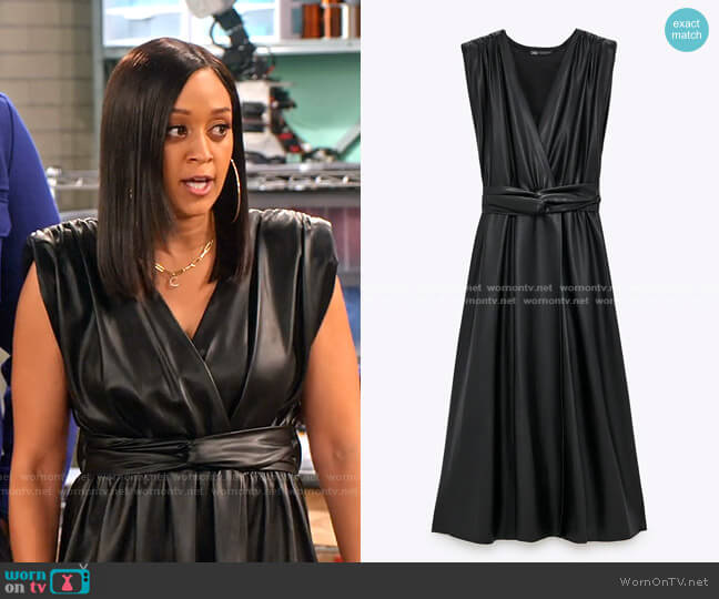 Zara Faux Leather Dress worn by Cocoa McKellan (Tia Mowry-Hardrict) on Family Reunion