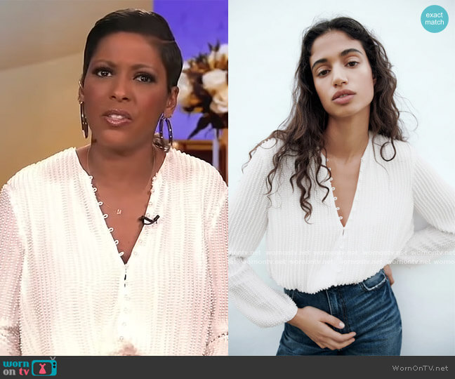 Zara Pearl Top worn by Tamron Hall on Tamron Hall Show