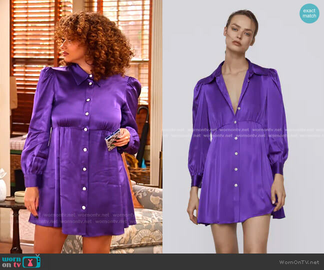 Zara Satin Effect Dress worn by Jade (Talia Jackson) on Family Reunion