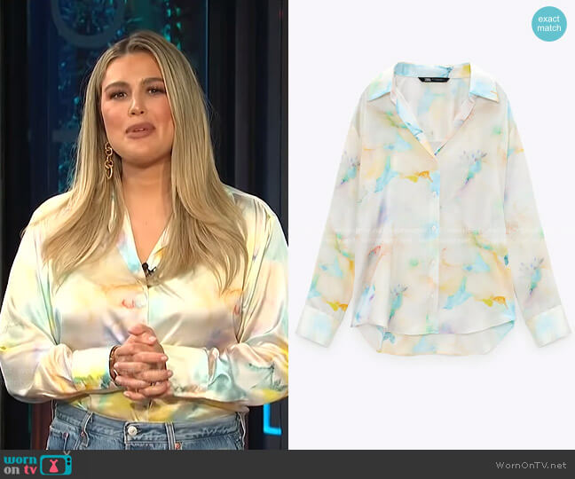 Zara Flowy Tie Dye Shirt worn by Carissa Loethen Culiner on E! News