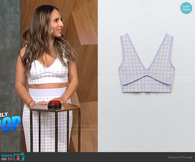 Zara Gingham Knit Top worn by Lilliana Vazquez on E! News