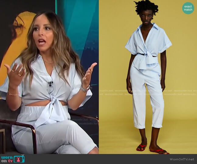 Zara Knotted Poplin Jumpsuit worn by Lilliana Vazquez on E! News