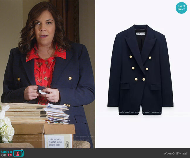 Zara Tailored Blazer with Buttons worn by Sara Castillo (Lindsay Mendez) on All Rise