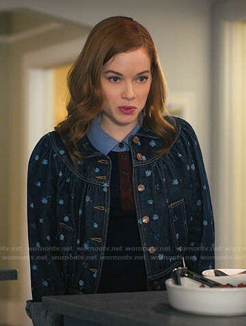 Zoey’s floral print denim jacket on Zoeys Extraordinary Playlist