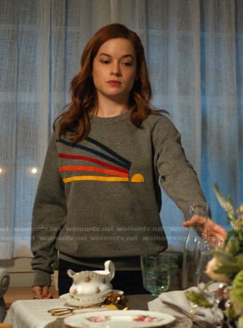 Zoey’s rainbow sunset sweatshirt on Zoeys Extraordinary Playlist