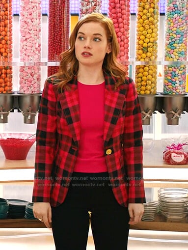 Zoey’s pink plaid blazer on Zoeys Extraordinary Playlist