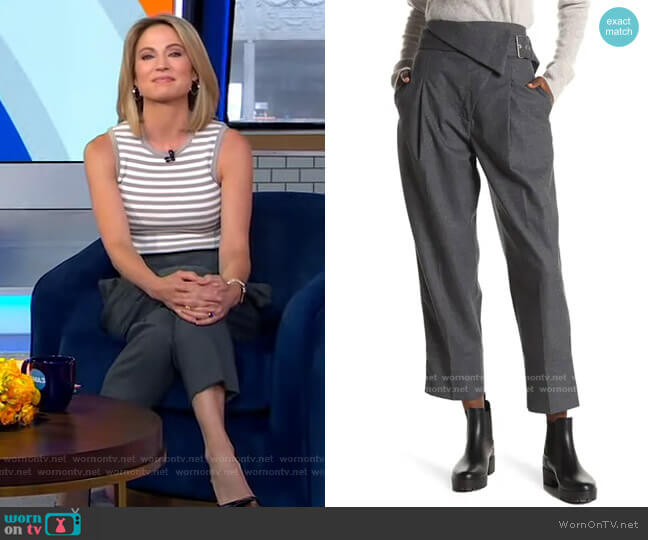 3.1 Phillip Lim Belted Overlap Flap Pants worn by Amy Robach on Good Morning America