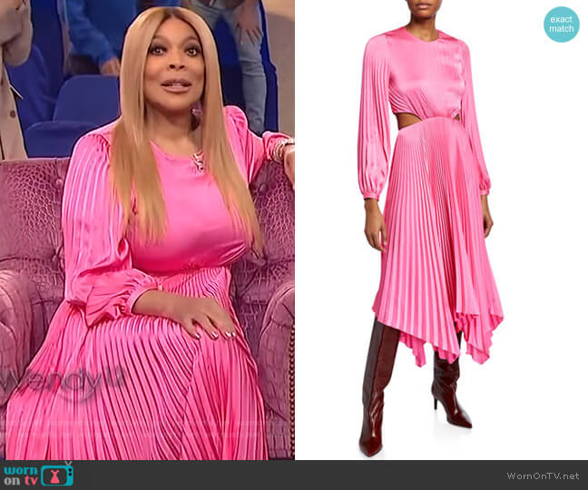 A.L.C. Naples Pleated Cutout Handkerchief Dress worn by Wendy Williams on The Wendy Williams Show