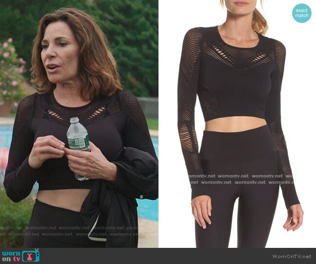 Alo Siren Long Sleeve Crop Top worn by Luann de Lesseps on The Real Housewives of New York City